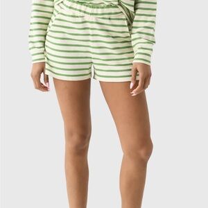 KULE Green and Cream Striped Shorts